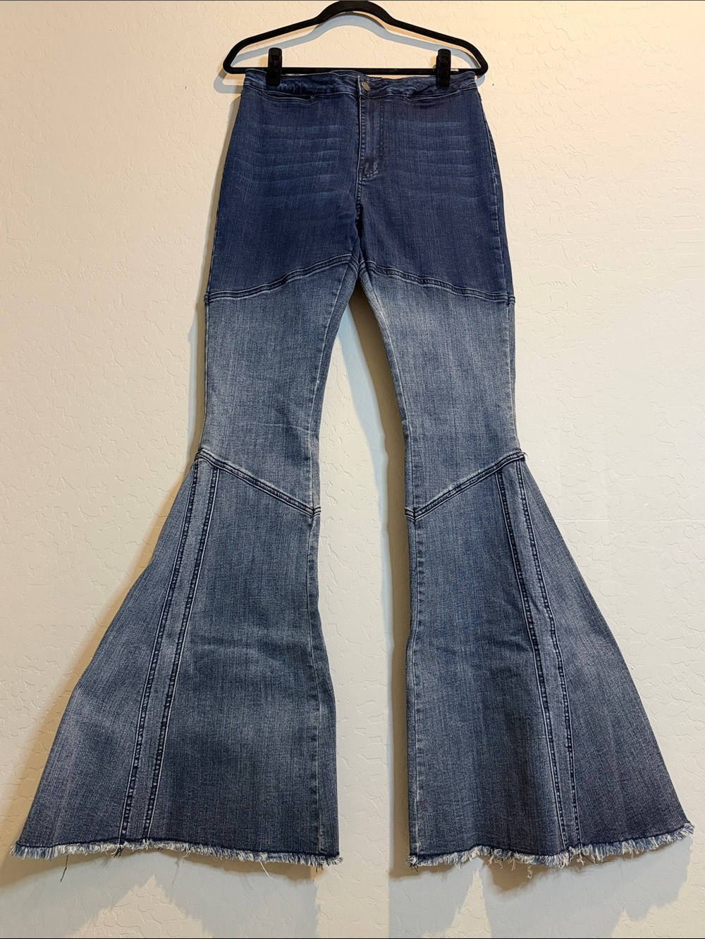 Two-Tone Blue Flared Jeans